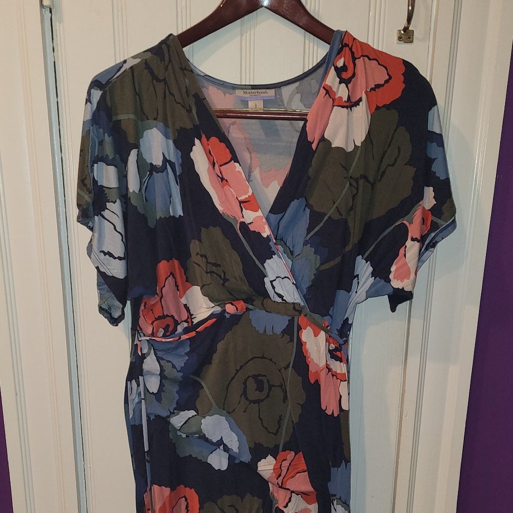 Motherhood Maternity Faux-wrap Nursing Maxi Dress